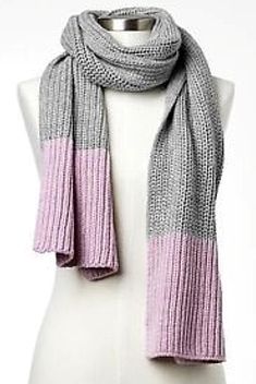 NWT Authentic GAP Color Block Ribbed Knit Scarf in Heather Grey/Purple. Style# 141555. MSRP $39.95. 100% Authentic Brand new with tag Factory-Packaged Heather Grey/Purple Color Block Chunky Knit Ribbed Contrast Ends 163 cm x 30 cm (64" x 12") Grey: 53% Acrylic, 33% Nylon, 9% Lambswool Purple: 80% Lambswool, 20% Nylon Hand Wash Cold Imported Comes from a smoke-free and pet-free home Thank you for looking! Price is firm.  I do not accept offers nor give discounts. Purple Color Block, Ribbed Scarf, Color Block Scarf, Scarf Knitting Patterns, Cold Weather Outfits, Knitted Shawls, Scarf Pattern, Crochet Scarves, Knitted Blankets