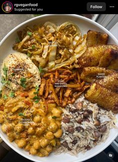 a white plate topped with different types of food