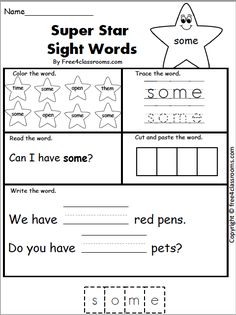 worksheet for reading the sight words and writing them in order to learn how to read