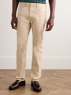 Sid Mashburn’s easy-to-style trousers come in a versatile beige hue that will complement most of your existing wardrobe. They're cut in a slim-straight shape and have a classic five-pocket construction. Classic Beige Pants With Five Pockets, Classic Cream Pants With Five Pockets, Sid Mashburn, Twill Trousers, Style Trousers, Casual Trousers, Mr Porter, Mens Trousers, Porter