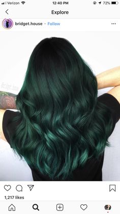 Dark Green Hair Color, Phoenix River, Dark Green Hair Dye, Green Hair Color, Dark Hair Dye, Emerald Green Hair, Emerald Hair, Green Hair Dye