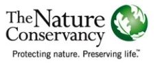 the nature conservancy logo is shown in white and green with an earth globe