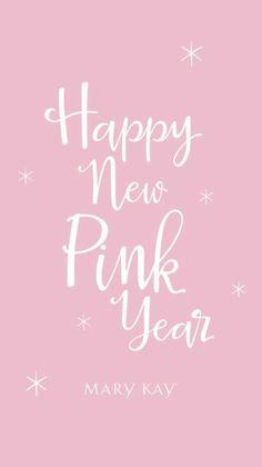 the words happy new pink year written in white on a pink background