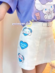 ♡ Material: 98% Polyester, 2% Elastane♡ Zipper closure ♡ Does Not come with the Hello Kitty charm chain ♡ Size S - waist line: 63 cm, hip size: 86 cm, length: 40 cm Size M - waist line: 67 cm, hip size: 90 cm, length: 40 cm Size L - waist line: 71 cm, hip size: 94 cm, length: 41 cm Size XL - waist line: 75 cm, hip size: 98 cm, length: 41 cm♡ Wash: Machine Wash Light with Cold Water and Hang Dry♡ Handling Time: 30 business days Spring White Kawaii Skirt, Kawaii Summer School Skirt, White Kawaii Skirt For Spring, White Cotton Harajuku Style Skirt, Cute White Skirt For School, White Harajuku School Bottoms, White Harajuku Style School Bottoms, Cute White School Skirt, Cute White School Bottoms