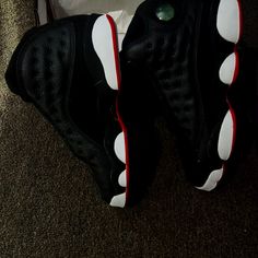 Brand New Never Worn Black Synthetic Jordan Shoes With Rubber Sole, Black Synthetic Jordan Shoes With Contrast Sole, Casual Black Jordan Shoes With Contrast Sole, Black Synthetic Jordan Shoes, Black Leather Basketball Shoes With Cushioned Footbed, Jordan 11 High Top, Green Basketball Shoes, Air Jordan Retro 4, Jordan Retro 4