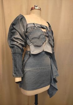 Denim Deconstruction, Deconstruction Fashion, Denim Diy Clothes, Denim Inspiration, Diy Clothes Design, Denim Ideas, Fashion Themes, Denim Diy, Fashion Project