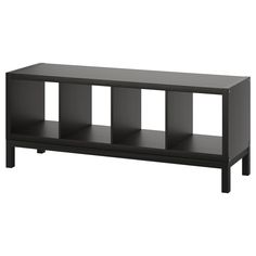 a black shelf with three shelves on each side