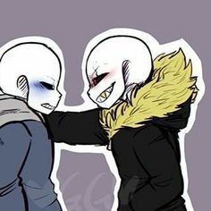 two people with white faces and yellow hair are facing each other, one is hugging the other's head