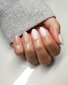 Shades Of Neutral Nails, Cream Color Nails Gel, Neutral Shades Nails, Different Shades Of White Nails, Shades Of White Nails, Nails Different Colors Shades, Nude Shades Nails, Every Nail Different Color Shades, Fall Nails Nude Colors