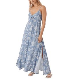 O'Neill Ainsley Floral Print Side Slit Maxi Dress | Dillard's Sundress Long, Chelsea Wedding, Sun Dress Casual, Blue Sundress, Long Sundress, Maxi Sundress, Daytime Dresses, Junior Dresses, Dillard's