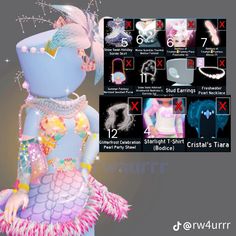 an animated image of a woman in a dress and tiara, with the instructions for how to make her own costume