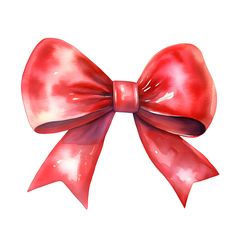 a watercolor painting of a red bow on a white background with clippings