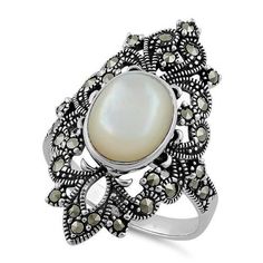 Top of ring height: 27.8mm

Top of ring width: 17.7mm

Band width: 2.8mm

Shank width: 2.8mm



Stone material: mother of pearl

Center stone size: 27.8mm x 17.6mm

Stone shape: oval

Total number of CZ stones: 1

Stone setting: inlay setting



Metal: 925 sterling silver

Finish: high polish Silver Earrings Aesthetic, Bali Jewelry, Marcasite Jewelry, June Birthstone Ring, Earrings Aesthetic, Marcasite Ring, Jewelry Bracelets Silver, Sterling Silver Marcasite, Bold Jewelry