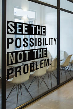 See the Possibility Not the Problem, Office, Office Decor, Office Walls, Office Quotes, Wall Art, Wall Decal, Wall Sticker, Wall Decor Office Cafeteria Wall Graphics, Office Interactive Wall, Non Profit Office Design, Office Wall Graphics Creative, Office Wall Decor Professional Business, Office Poster Ideas, Motivational Office Quotes, Work Area Design, Company Wall Design