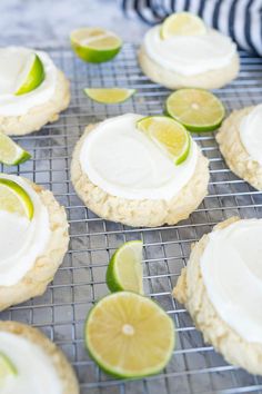 cookies with limes and marshmallows on a cooling rack