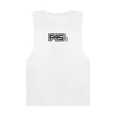 a white tank top with the word fs on it in black and white letters