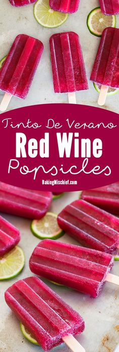 red wine popsicles with limes on the side