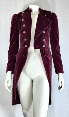 Vintage F/W 1993 ANNA SUI Velvet Wine Grunge Military Waistcoat Jacket Sz P | eBay Vintage Stand Collar Winter Blazer, Luxury Long Sleeve Costume Outerwear, Vintage Costume Blazer For Winter, Christy Turlington, Burgundy Wine, Anna Sui, Velvet, Sleeve Length, Wine