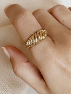 Solid Gold Twisted Dome Ring, 14k Solid Gold Bold Croissant RingSparkling Real Gold Statement Rings is the Perfect Finishing Touch for When You're Feeling Stellar ✪ Handmade / Handcrafted Fine Jewelry ✪ Gold Weight: Approx. 2,92g (Based on size 6) ✪ Metal: 14K Solid Gold ✪ Band Width: ✪ Gold Color: White gold, Rose gold, Yellow gold ✪100% 14K Real Gold. Not Filled or Plated. They are real 14k (585k) Gold! ♡ For questions or special designs, please contact us via message. We are happy to hear fro Gold Rings With A Modern Twist For Promise, Adjustable Stackable Yellow Gold Dome Ring, Modern Twist 14k Gold Midi Rings For Everyday, Modern Twist 14k Gold Ring With Polished Finish, Everyday Modern Twist 14k Gold Midi Rings, Modern Twist Gold Stackable Rings, Modern Twist Stackable 14k Gold Midi Rings, 14k Gold Stackable Rings With Modern Twist, Modern Twist 14k Gold Stackable Rings With Polished Finish