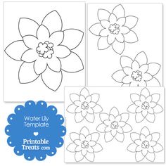 four flower templates with the text, water lily template and printable treats com