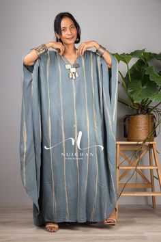 "Tie dye kaftan dress, Plus size caftan dress, Long grey maxi dress, resort kaftan, summer kaftan, loose fit dress, oversized dress PRODUCT SIZE : One Size Fits Most up to size US 2XL These are the exact measurements from the dress, measured whilst laying flat >> * Chest : up to 52\" * Waist : 52\" * Hips : 52\" * Sleeve length from neckline to hem : 17\" * Length 54\" * Split : 25\" from hem upwards Lines and tone vary slightly from dress to dress as they are all uniquely handmade NOTE : * Mode Oversized Bohemian Maxi Abaya, Oversized Summer Abaya, Oversized Tunic Maxi Dress For Festivals, Summer Oversized Thobe In Tunic Style, Oversized Bohemian Maxi Dress With Batwing Sleeves, Summer Bohemian Loose Fit Thobe, Flowy Maxi Dress With Natural Dye, Bohemian Oversized Kaftan With Batwing Sleeves, Oversized Bohemian Kaftan With Batwing Sleeves