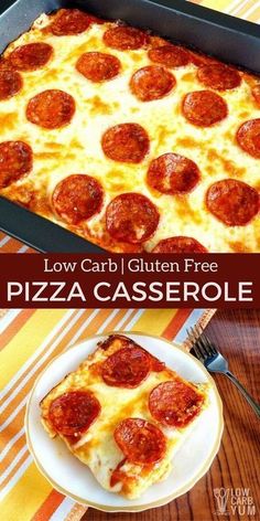 low carb gluten free pizza casserole with pepperoni