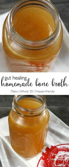 homemade bone broth recipe in a jar