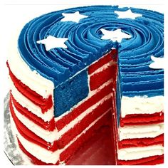 an american flag cake with the word happy birthday on it's bottom and side