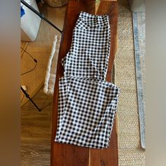 New Without Tags. Black And White Gingham Pants With A Wide Leg. Crossover Waistband Detail. Gingham Pants, Black And White Gingham, Pull On Pants, Crossover, Gingham, Pant Jumpsuit, Wide Leg, Pants For Women, Black White