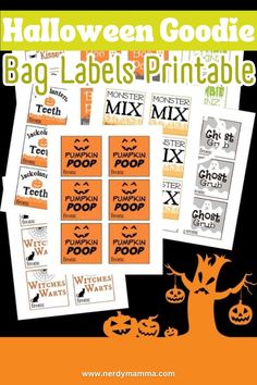 halloween goodie bag label printables with pumpkins and jack - o'- lanterns