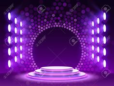 an illuminated stage with purple lights and plates on the floor stock photo - 54978