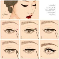 Cat Eye Tutorial, Makeup Ulzzang, Permanente Make-up, Smudge Proof Eyeliner, Mekap Mata, Makeup Pictorial, Face Charts