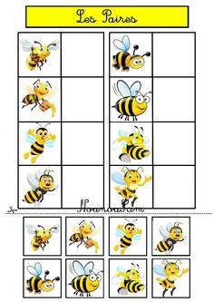 a printable bee game for kids with pictures of the bees and their names in spanish