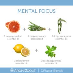 Focus Diffuser Blend, Doterra Diffuser Blends, Essential Oil Diffuser Blends Recipes, Essential Oil Diffuser Recipes, Oil Diffuser Recipes, Aromatherapy Blends, Diffuser Blend, Healing Oils