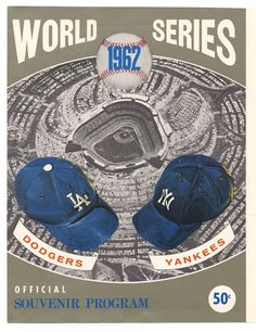 a baseball card with two dodgers hats on it