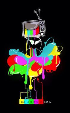 an image of a tv with paint splatters on it