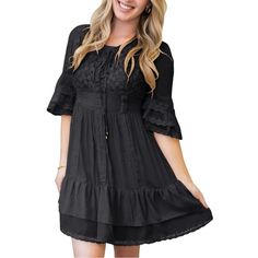 Anna-Kaci Boho Peasant Floral Lace Ruffle Hem Bell Sleeve Mini Dress Size M New With Tags Delicate, Unique Design. This Short Mini Dress Features A Variety Of Feminine Features. The Bodice Of This Boho Peasant Features A Floral Lace Design, Small Pleats, And A String Necktie For Extra Flare. Both The Skirt And Half Sleeve Hems Have Flouncy Ruffles, Showcasing Inlays Of Semi Sheer Fabric And Lace Embroidery. A Delicate Crochet Trim Adorns The Neckline, Hemline, And Bottom Of The Bell Half Sleeves Bohemian Mini Dress With Flutter Sleeve, Peasant Ruffle Dress For Brunch, Bohemian Mini Dress With Ruffle Hem And Sleeve, Bohemian Ruffle Sleeve Daywear Dresses, Flowy Beach Peasant Dress With Ruffles, Spring Peasant Dress With Short Sleeves, Flowy Rayon Mini Dress With Ruffles, Flowy Peasant Dress With Ruffles For Beach, Spring Peasant Dress With Ruffles, Short Sleeve