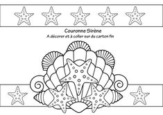 a coloring page with starfishs and seashells