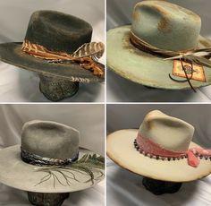 Boho Cowboy Hat, Decorated Hats Ideas, Fedora Hat Design Ideas, Diy Fedora Hat, Custom Hat Ideas, Hats With Feathers, Western Hat Styles, Womens Western Hats, Hats Ideas