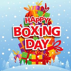 happy boxing day greeting card with presents