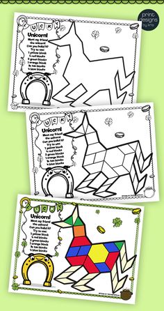 two coloring pages with different animals on them