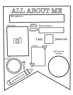 an all about me activity sheet with pictures and text on it, including the words i am