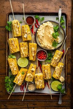 grilled corn on the cob with salsa and lime