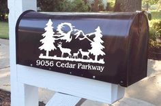 a mailbox with the words cedar park written in white on it's side