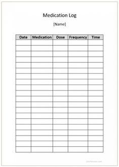 a medical log is shown in the form of a sheet