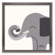 an elephant with its trunk in the air and it's head inside a frame