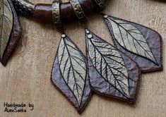 Handmade Brown Leaf-shaped Jewelry, Brown Leaf-shaped Jewelry For Gift, Handmade Brown Polymer Clay Jewelry, Enameling Jewelry, Black And White Necklaces, Autumn Jewelry, Leaves Autumn, Brown Jewelry, Brown Necklace