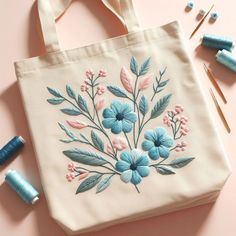 Embroidery Tote Bag Design, Embroidered Tote Bag Ideas, Tote Bag Embroidery Design, Tote Bag Embroidery Ideas, Creative Tote Bag, Handmade Fabric Bags, Simple Hand Embroidery Patterns, Ribbon Embroidery Tutorial, Digital Embroidery Patterns