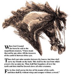 a drawing of a horse's head with the words written below it