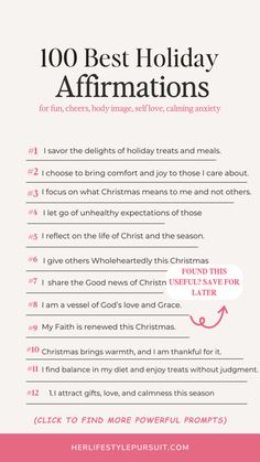 A list of Christmas affirmations